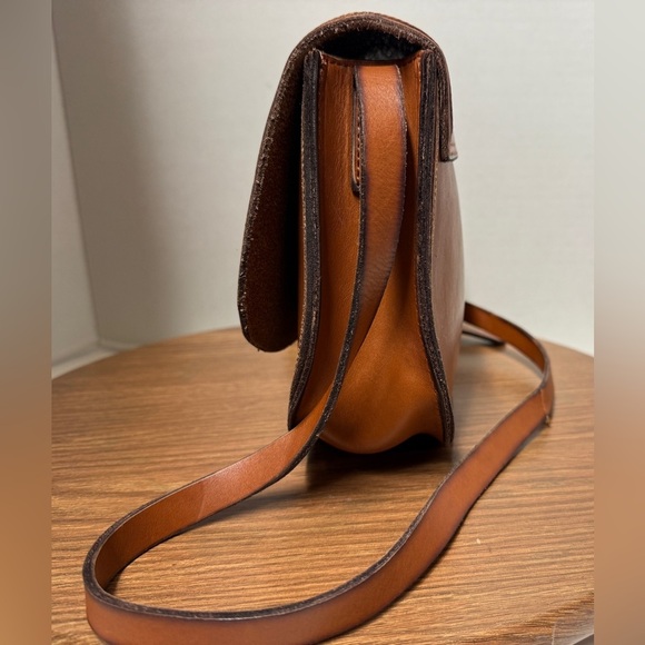 Lucky Brand Vtg Terra Cotta 100% CowHide Leather Horseshoe Purse Handbag - Picture 2 of 8